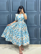 Printed Hakoba Cotton Maxi Dress