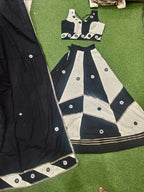 Mirror Work Khadi Cotton Lehenga Choli Set with Dupatta