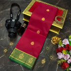 Fusion Korvai Soft Silk Saree with Golden Zari Buttas & Contrast Border