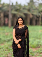 Beaded Georgette Saree with Embroidered Border Blouse