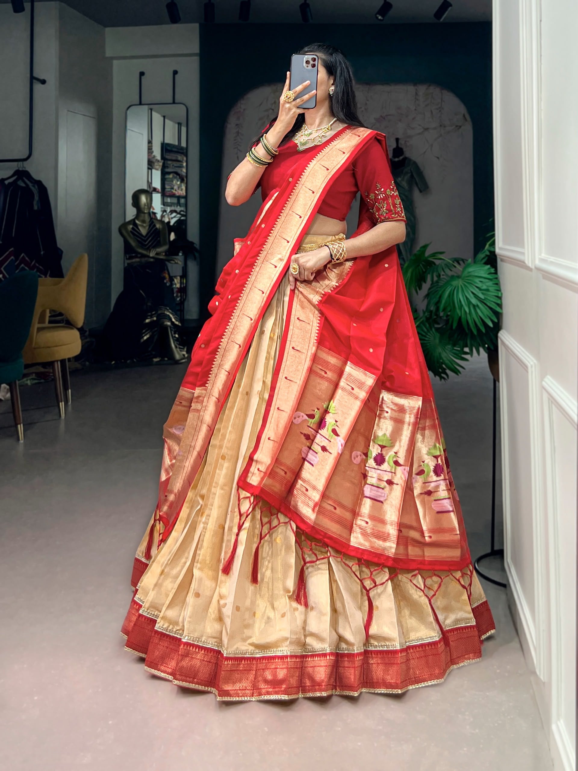 Designer Zari Weaving Lehenga with Jacquard Dupatta