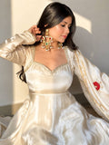 Heavy Upada Silk Embroidered Gown Pant & Dupatta Set