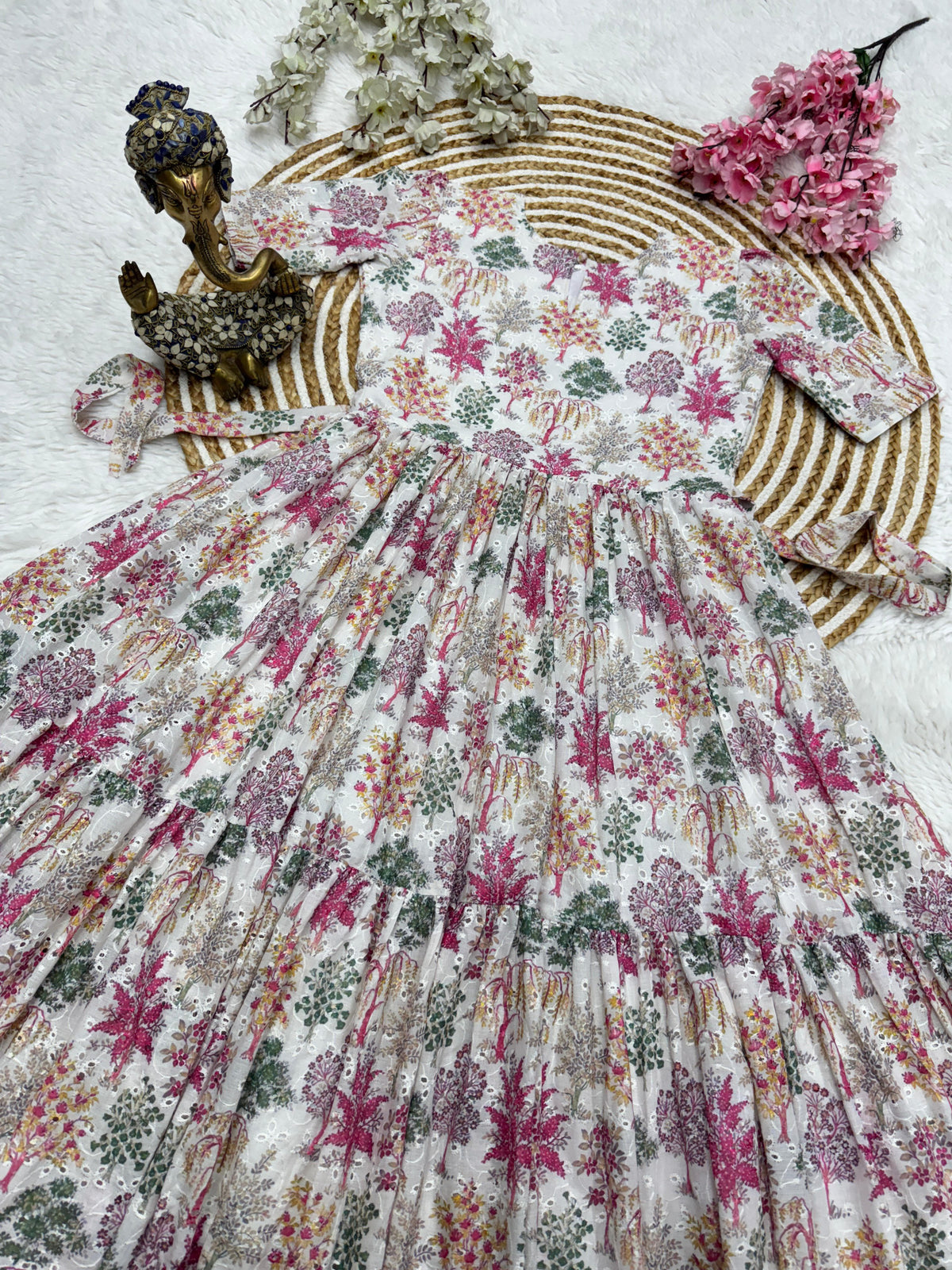 Printed Hakoba Cotton Maxi Dress
