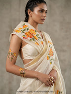 Floral Print Saree with Gola Zari Border & Blouse