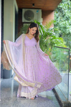 Faux Blooming Sequins & Zari Embroidered Anarkali Suit Set