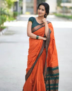Lichi Silk Saree with Jacquard Weaving & Brocade Blouse