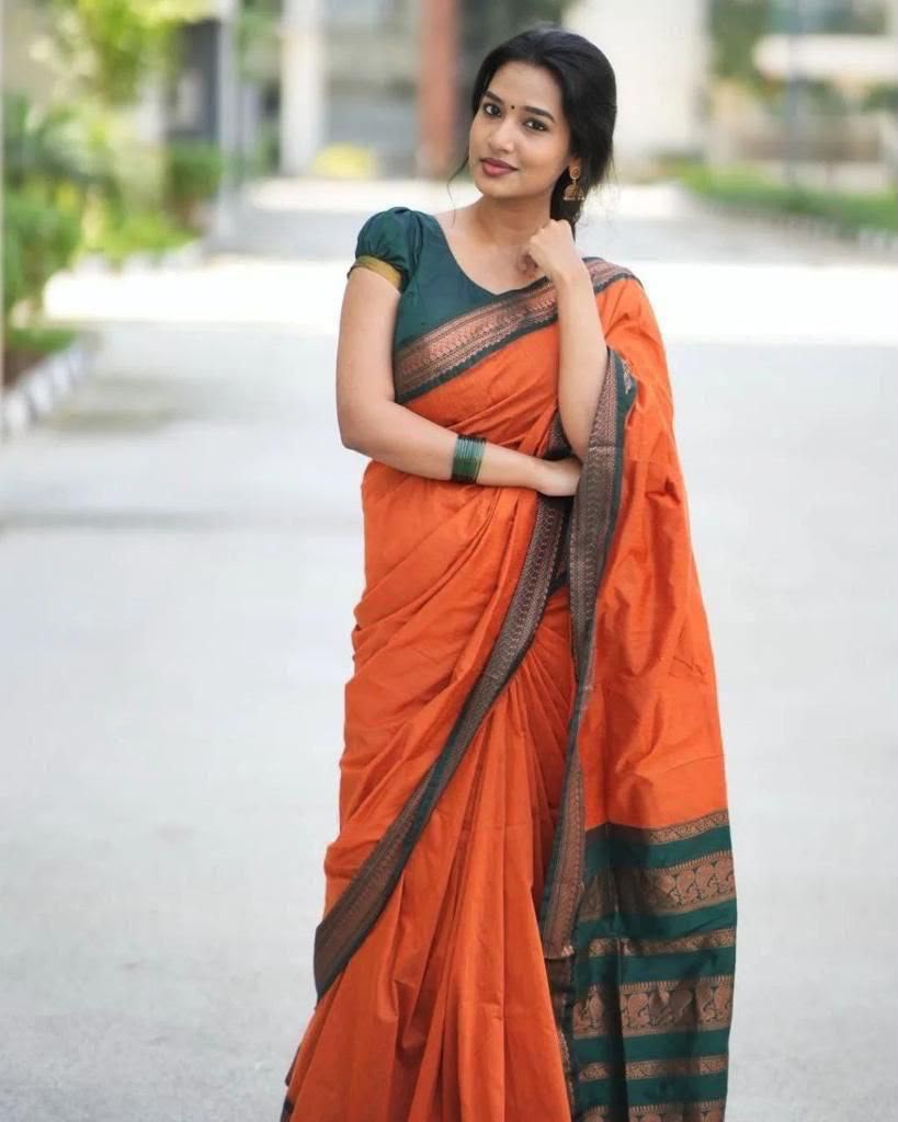 Lichi Silk Saree with Jacquard Weaving & Brocade Blouse