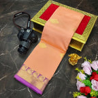 Fusion Korvai Soft Silk Saree with Golden Zari Buttas & Contrast Border