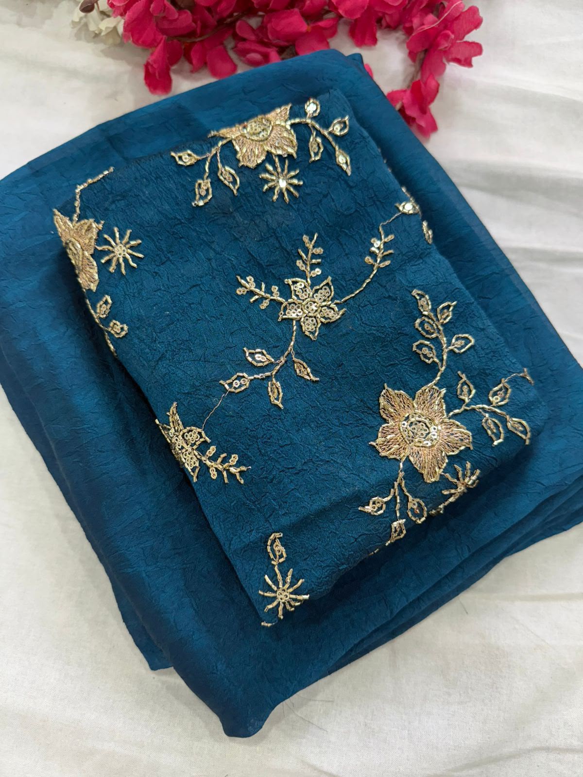 Rangoli Crush Saree with Sequin Work Running Blouse