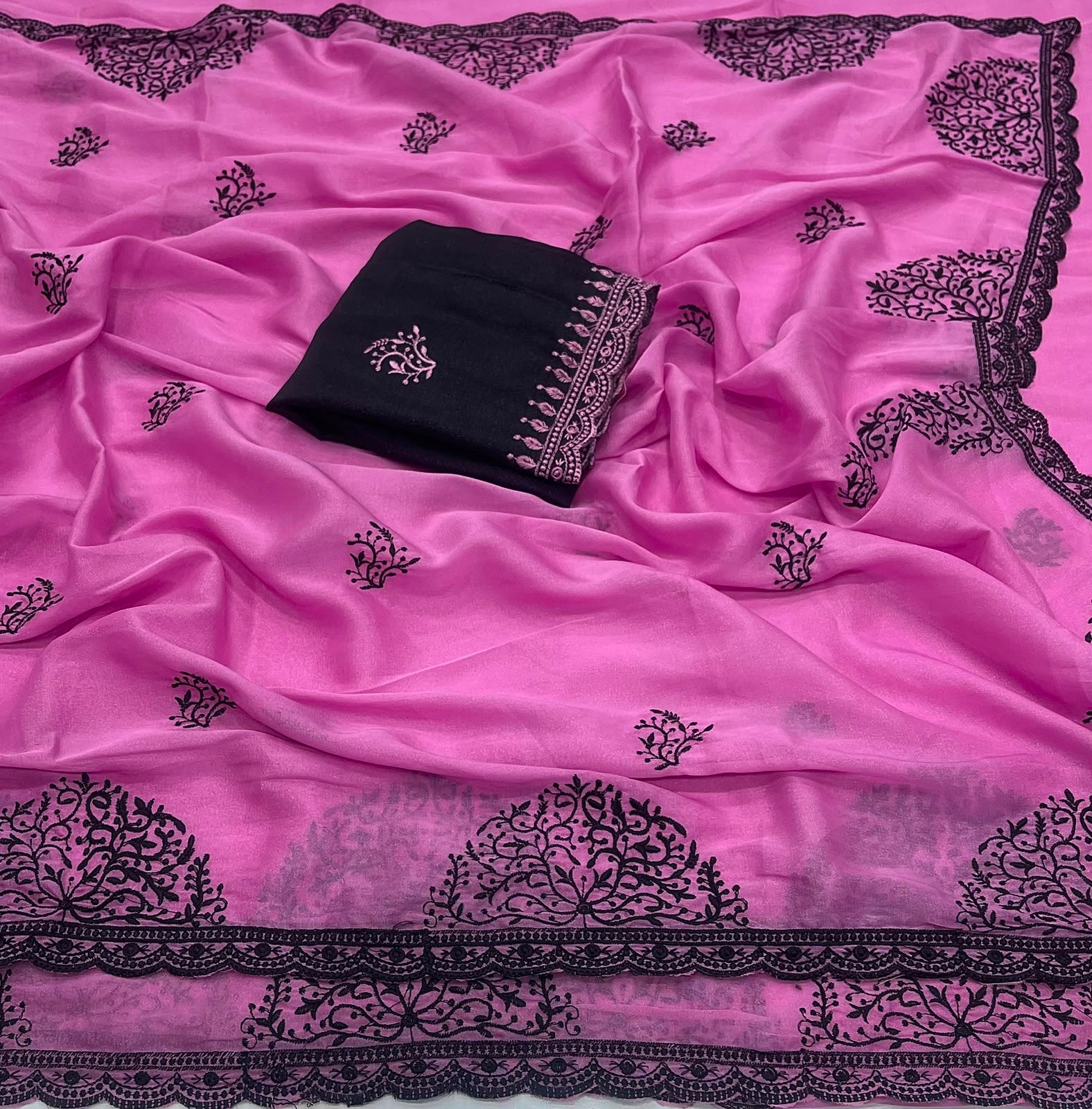Embroidered Star Georgette Saree with Blouse
