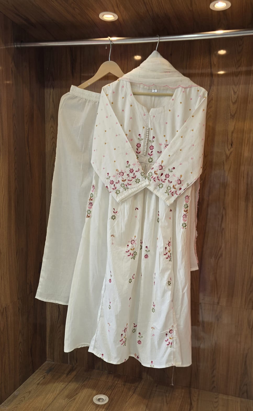 Cotton Embroidered Kurti Pant Dupatta Set