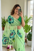 Floral Digital Print Chiffon Saree