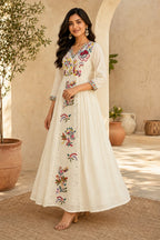 Kora Cotton Embroidered Maxi Gown for Women