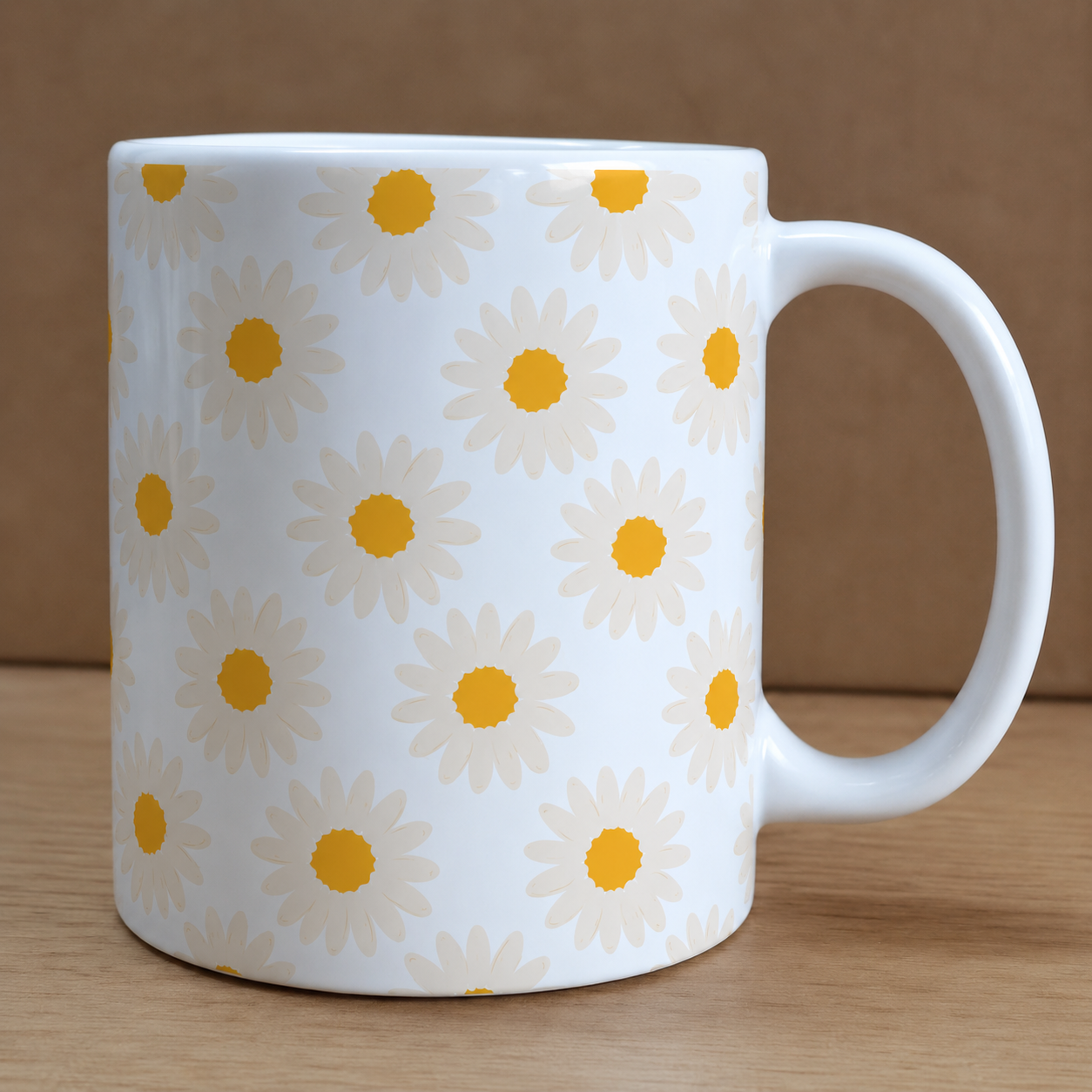 White floral print mug