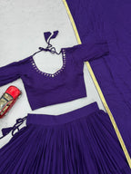 Handmade Mirror Work Rion Cotton Lehenga Choli Set