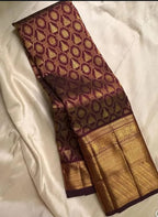 Lichi Silk Saree with Gold Zari & Jacquard Weaving