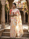 Lehariya Digital Print Linen Saree with Arco Border