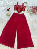 Sequin Organza Crop Top Palazzo Set