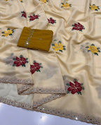 Star Georgette Embroidered Mirror Work Saree with Blouse