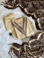 Khadi Cotton Embroidered Kurti Pant Set with Printed Dupatta