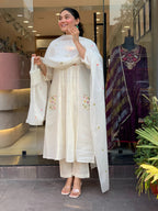 Cotton Embroidered Kurti Pant Dupatta Set