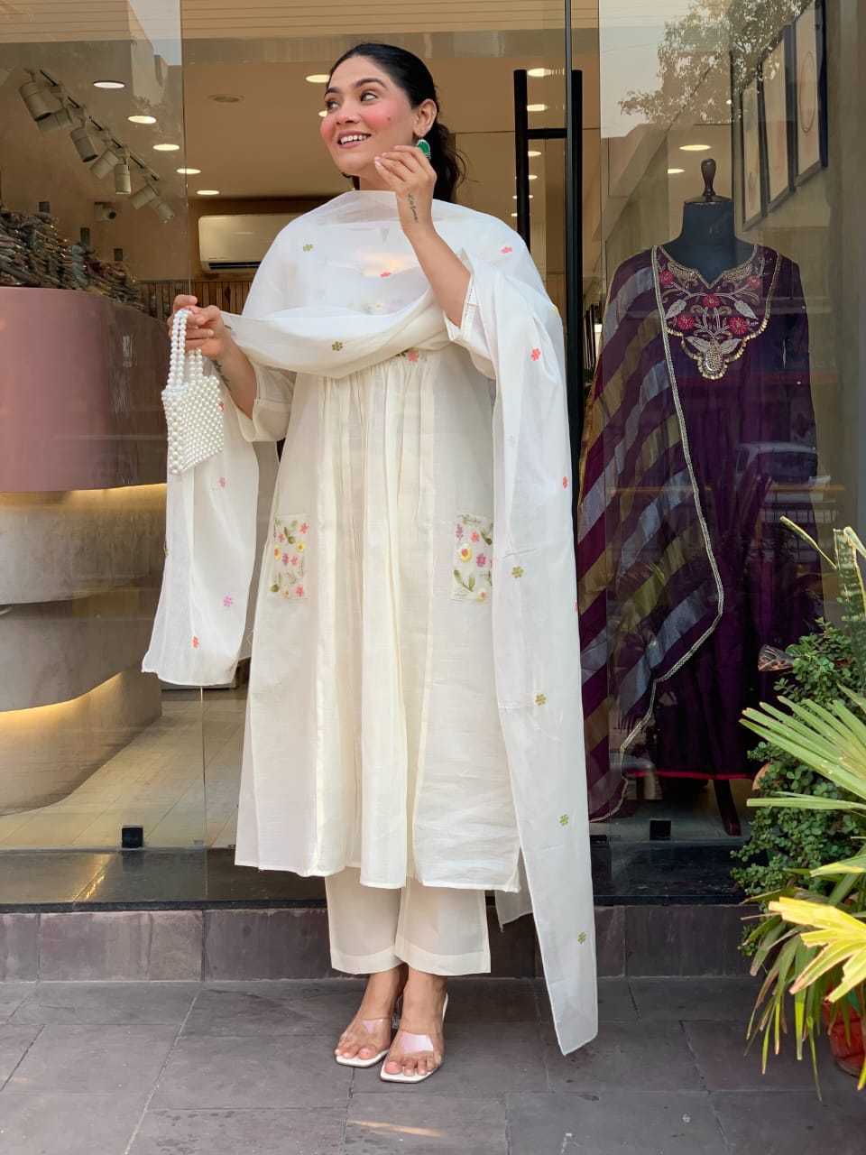 Cotton Embroidered Kurti Pant Dupatta Set