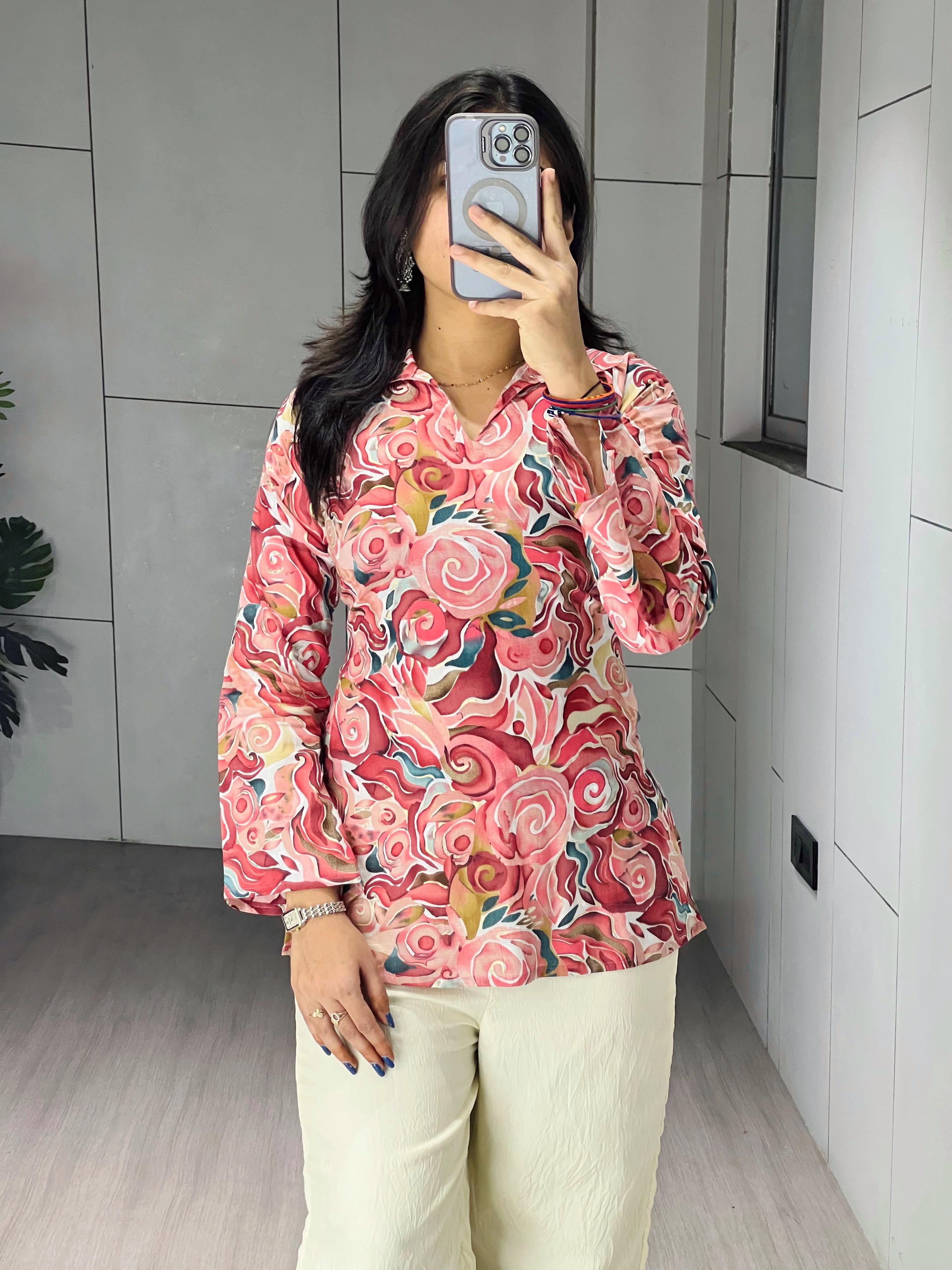 Cambric Cotton Kurta with Back Dori Design