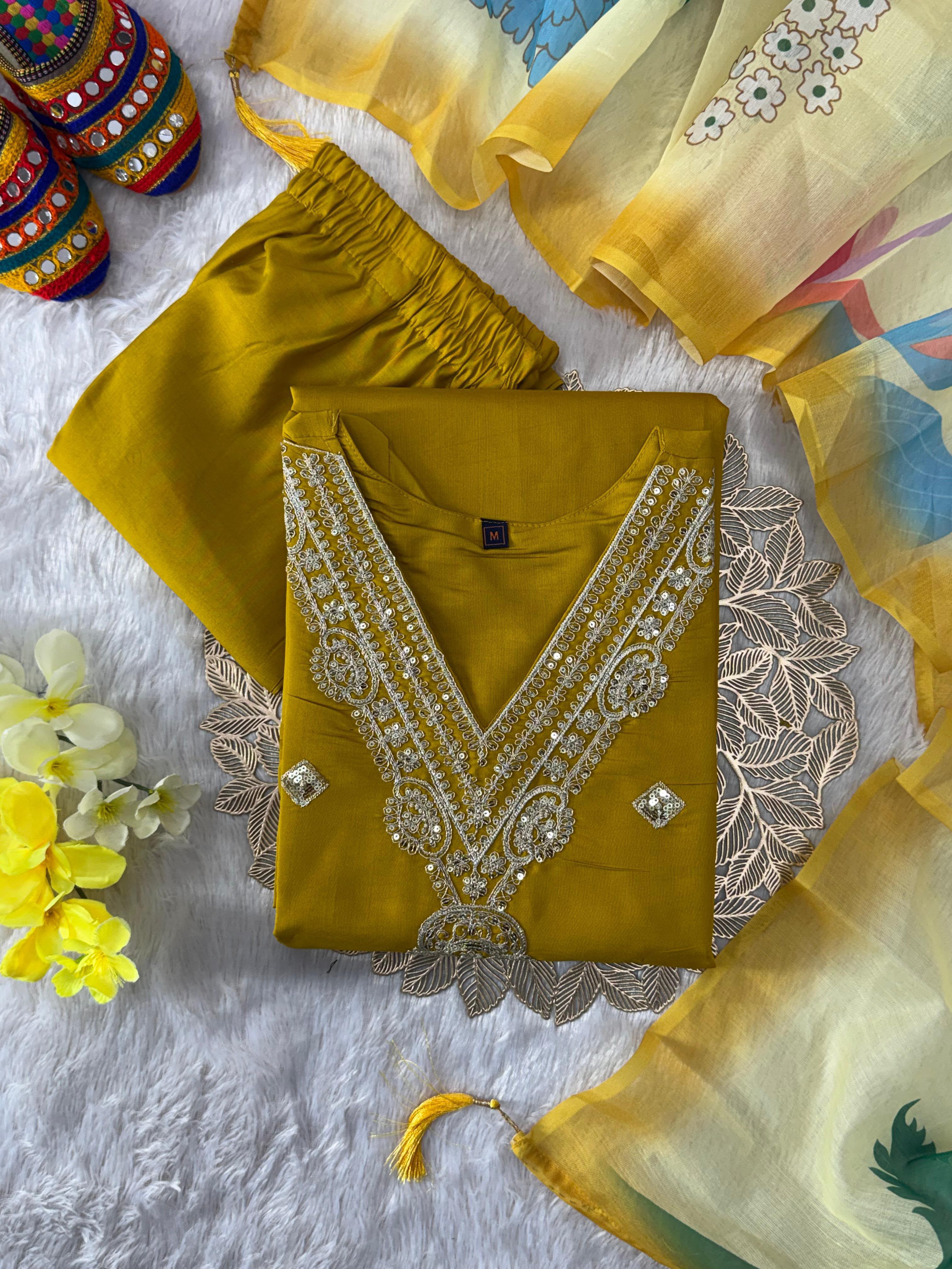 Embroidered Roman Silk Kurta Set