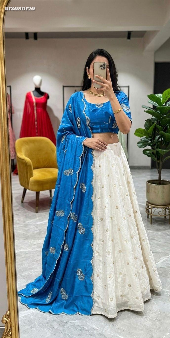 Kanchi Silk Lehenga Set with Floral Embroidery