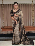 Digital Printed Soft Linen Saree with Printed Blouse