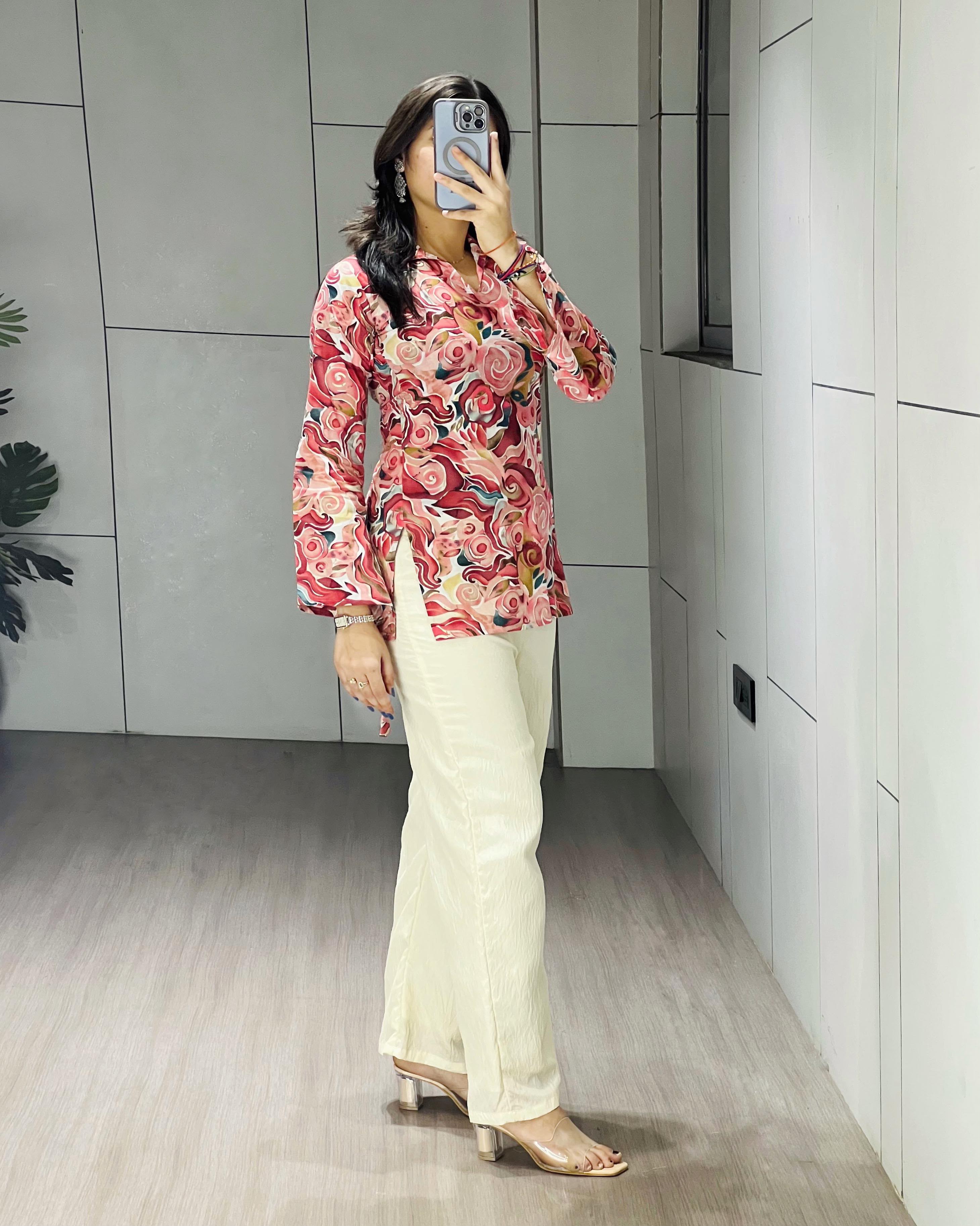 Cambric Cotton Kurta with Back Dori Design