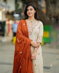 Embroidered Cotton Flex Kurti with Mul Cotton Dupatta