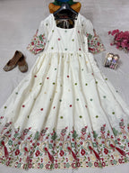 Embroidered Roman Silk Anarkali Gown