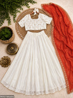 Chinon Silk Lehenga Set with Tissue Silk Dupatta