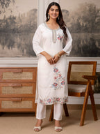 Embroidered Roman Silk Kurta Pant Set with Printed Dupatta