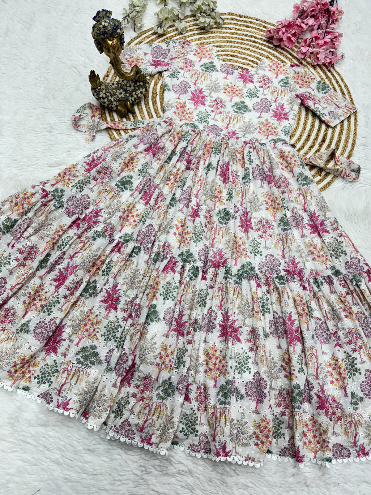 Printed Hakoba Cotton Maxi Dress
