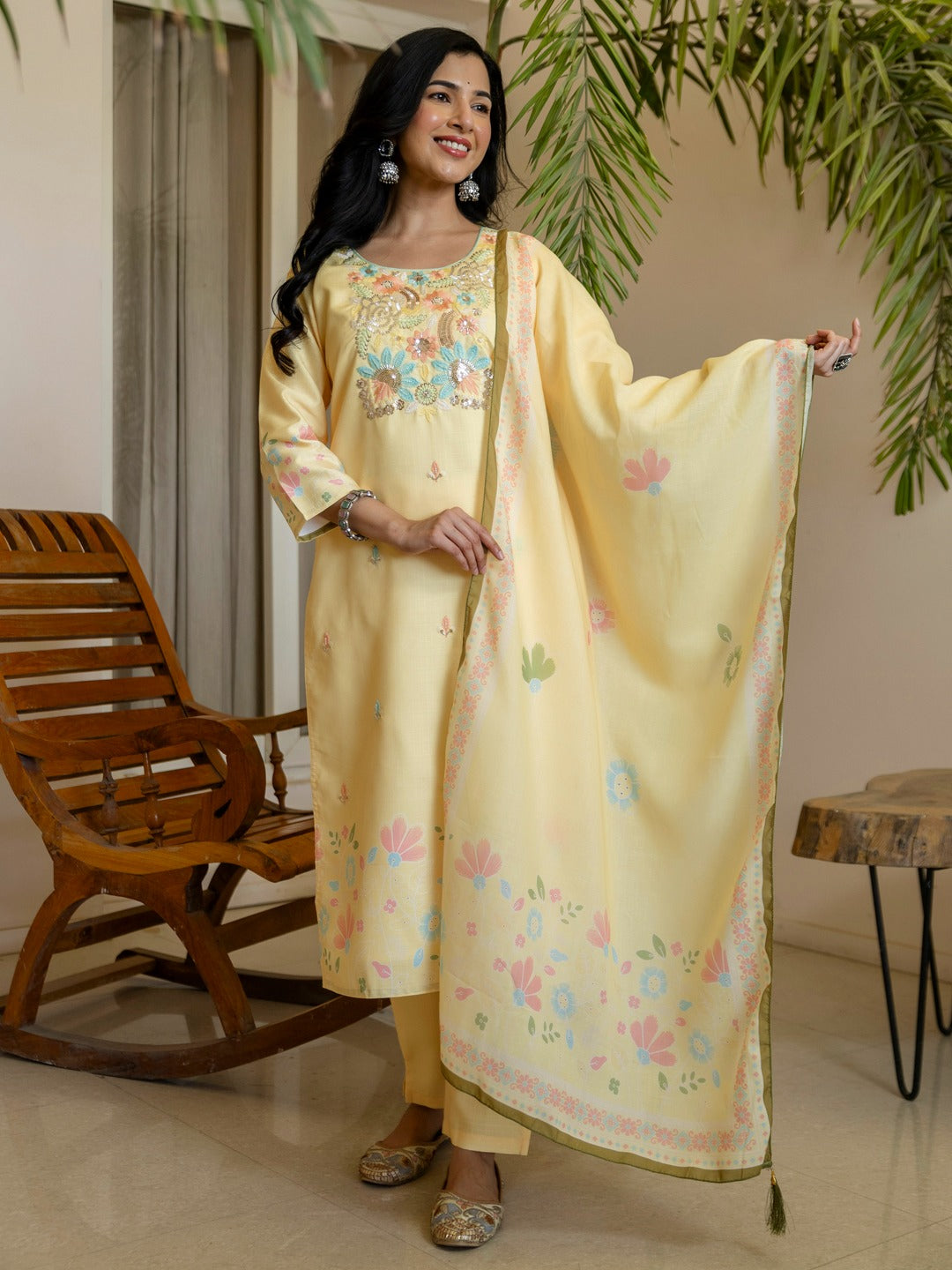 Embroidered Roman Silk Kurta Pant Set with Printed Dupatta