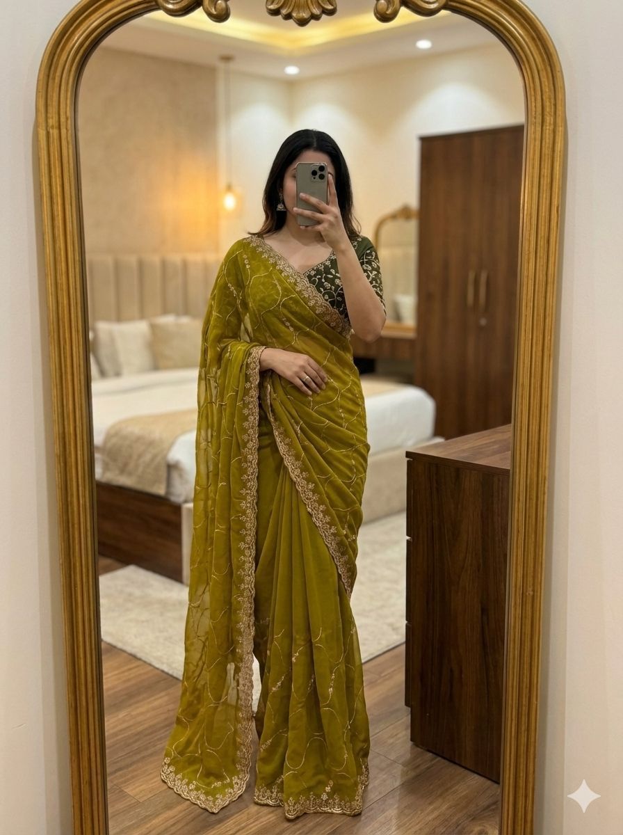 Embroidered Star Georgette Saree