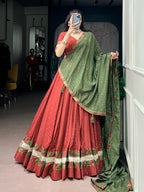 Zari Weaving Lehenga with Dupatta & 7 Meter Flair