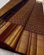 Lichi Silk Saree with Gold Zari & Jacquard Weaving