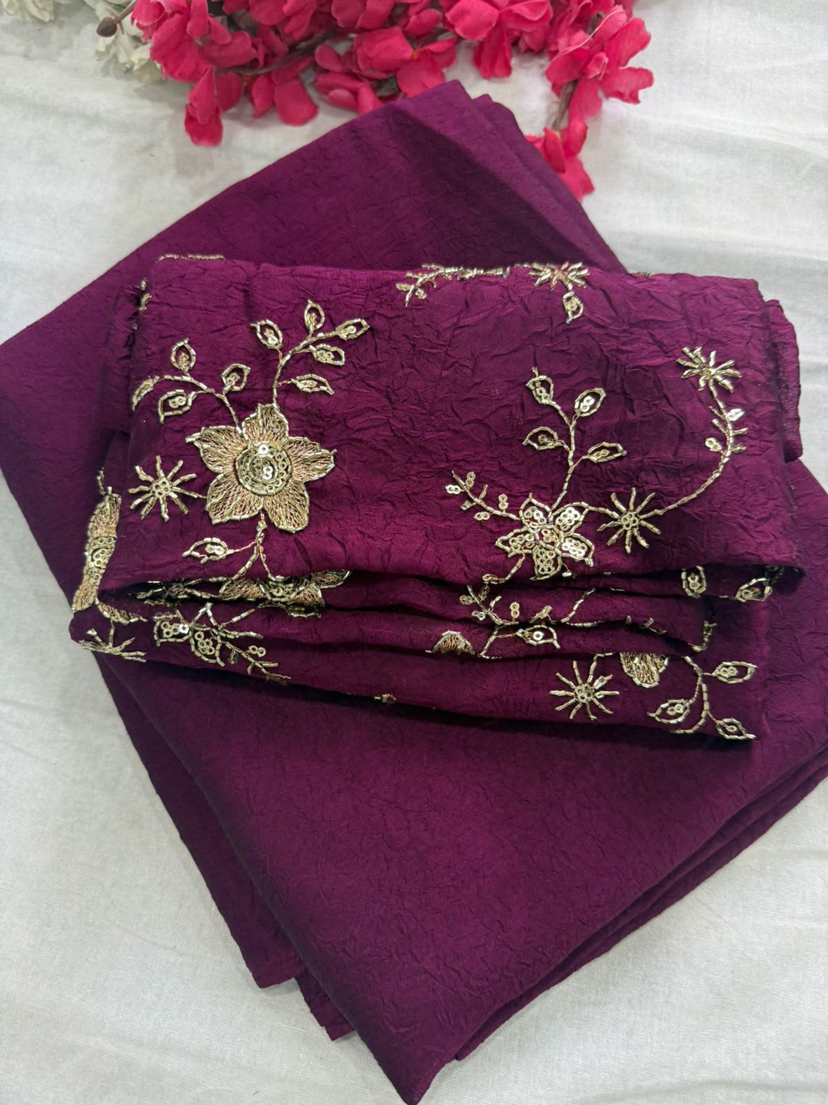 Rangoli Crush Saree with Sequin Work Running Blouse