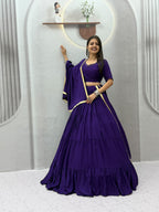 Handmade Mirror Work Rion Cotton Lehenga Choli Set