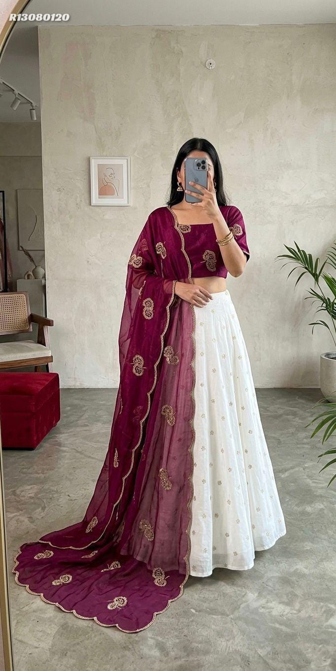 Kanchi Silk Lehenga Set with Floral Embroidery