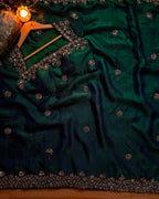 Beads & Sequins Work Fendy Silk Saree with Blouse