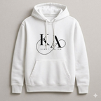 White hoodie with 'Kerry Allen' logo on a gray background