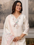Embroidered Roman Silk Kurta Pant Set with Dupatta