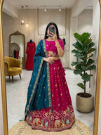 Designer Space Silk Embroidered Lehenga Choli with Dupatta