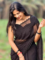 Beaded Georgette Saree with Embroidered Border Blouse