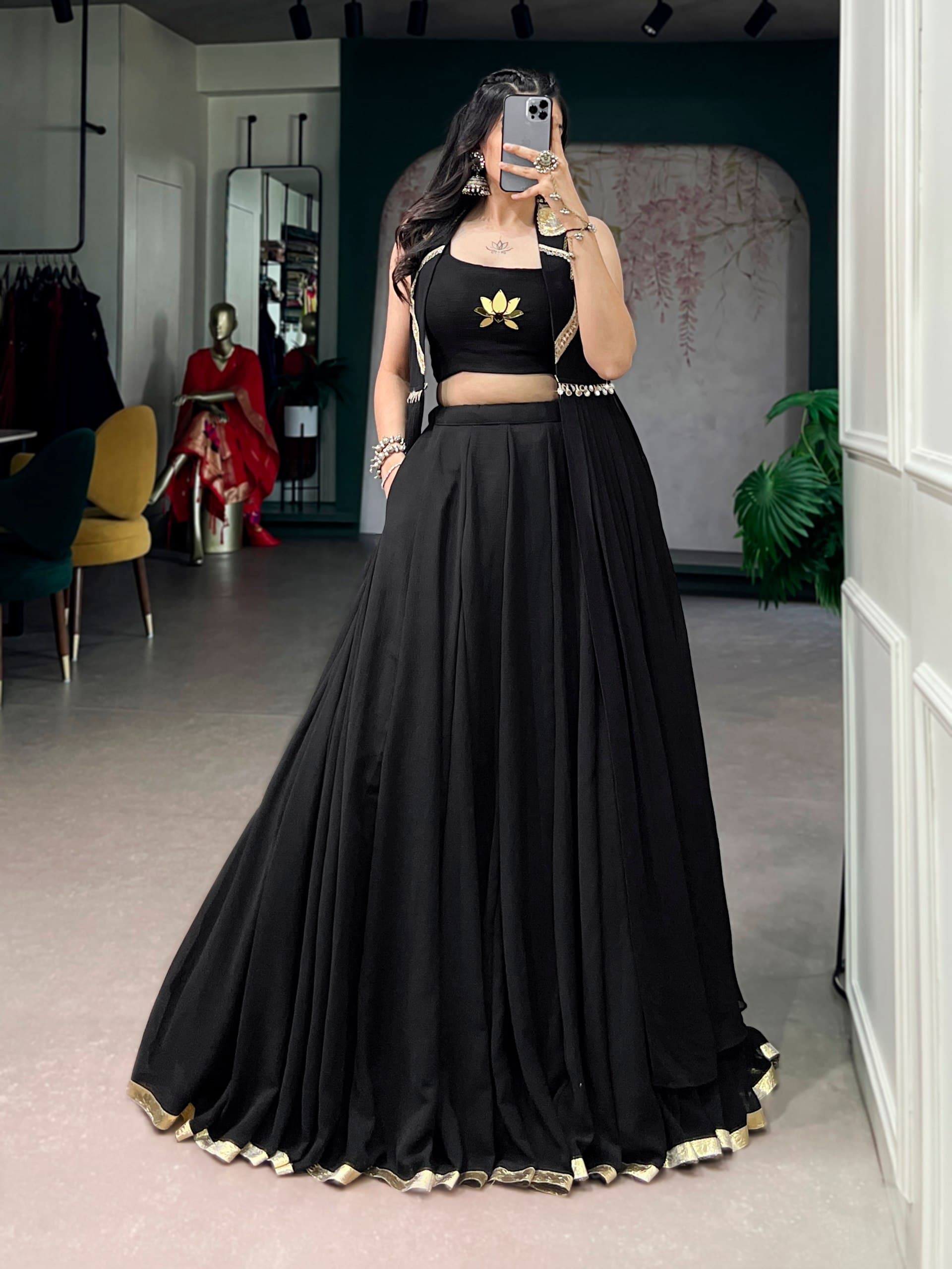 Lotus Handwork Lehenga Set with Long Jacket