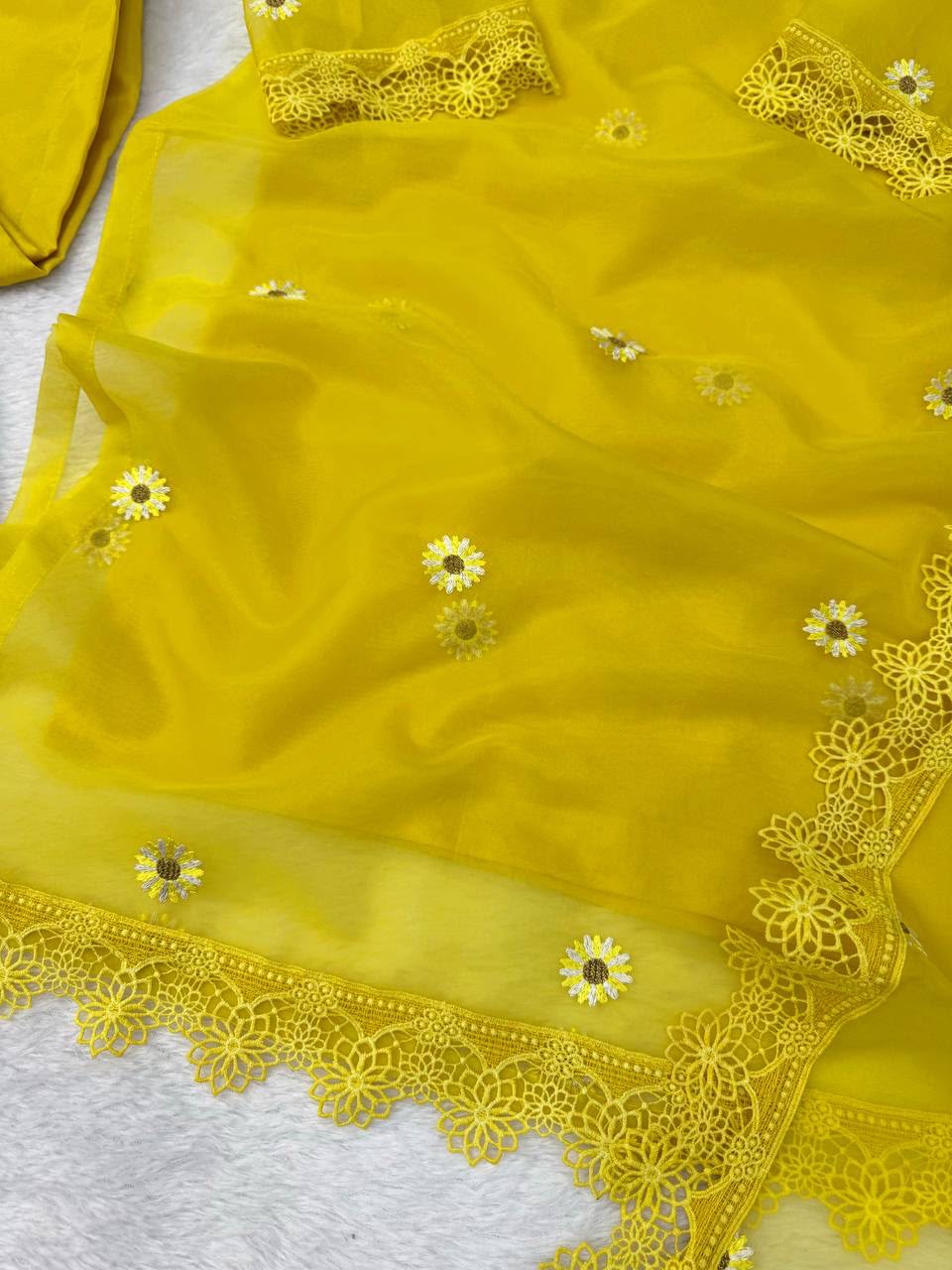 Nylon Organza Shrug Kurta Pant Dupatta Set